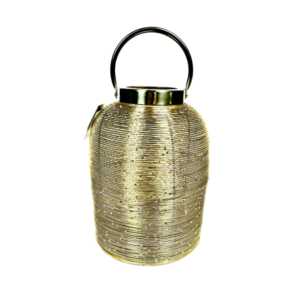 LAMPION METALOWY ZŁOTY UCHWYT 26,5 CM