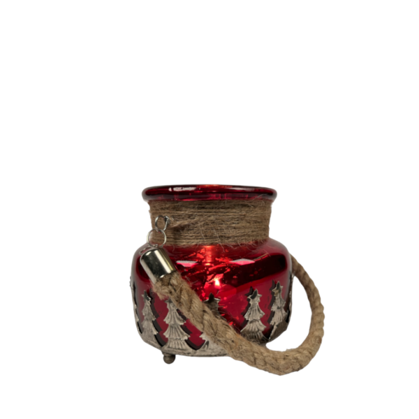 OSŁONKA SZKLANA CZERWONA CHOINKA 12 CM