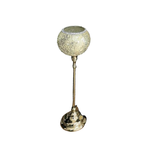 ŚWIECZNIK SZKLANY ZŁOTY Z CYRKONIAMI DEKORACJA