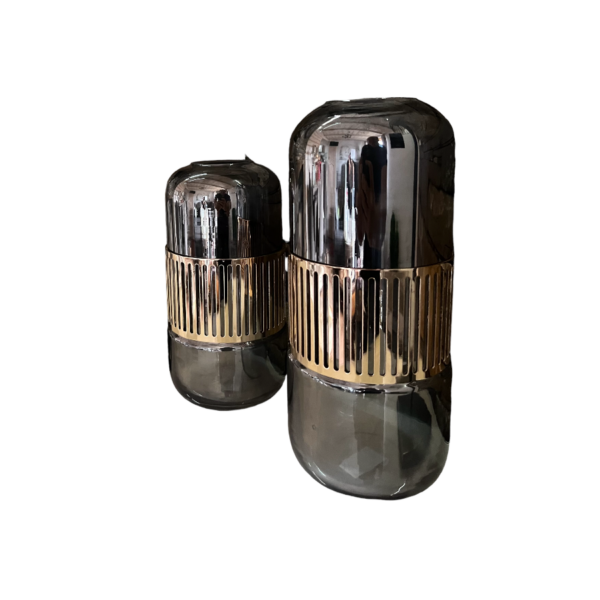 WAZON SZKŁO DYMIONE ZŁOTO DEKORACJA 25 CM