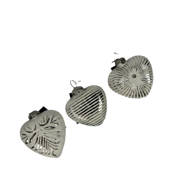 BOMBKA SZKLANA KOMPLET 3 SZTUK SERCA MIX 10 CM