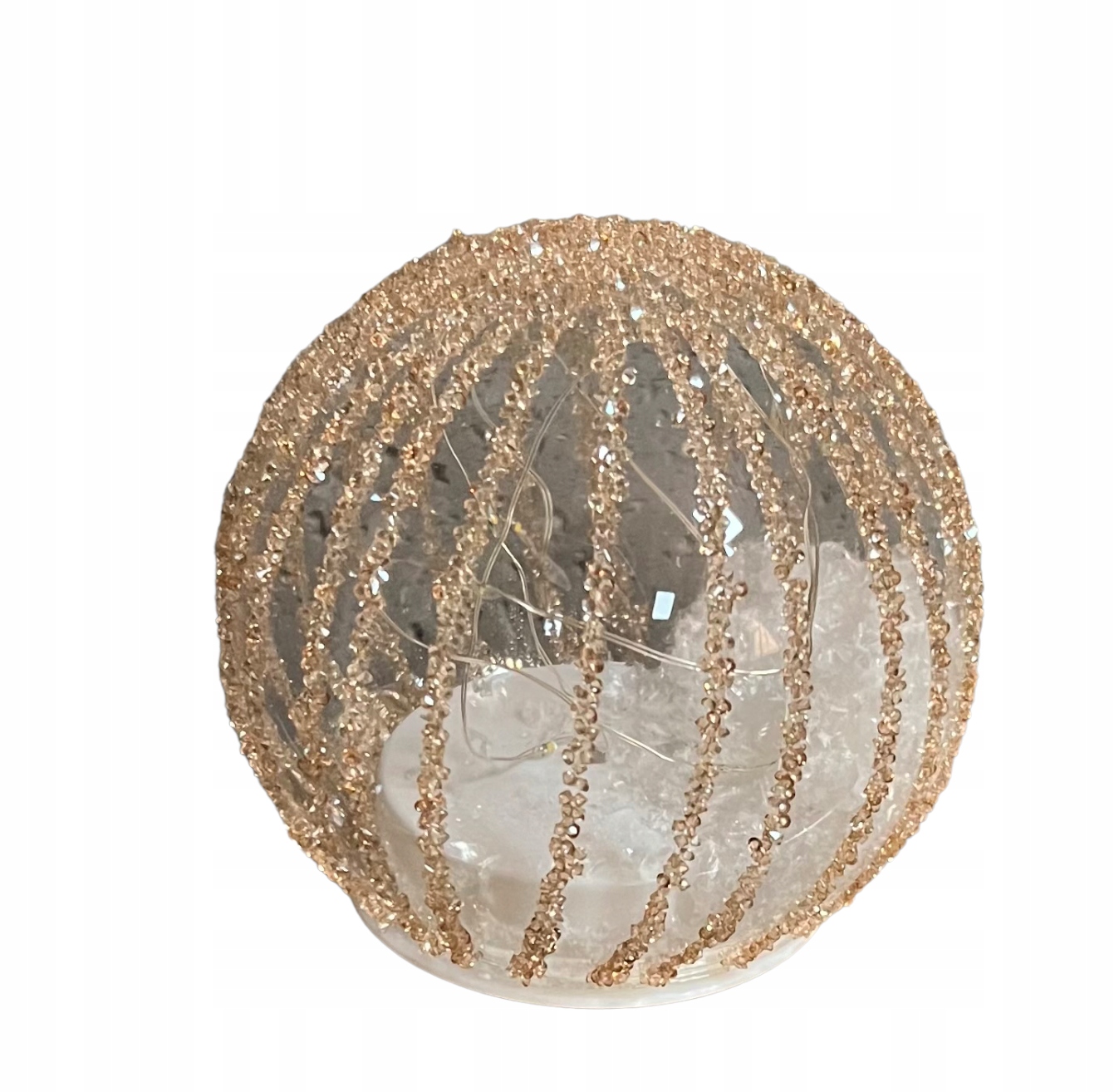 KULA SZKLANA OŚNIEŻONA ZŁOTO ŚWIĘTA DEKORACJA 12CM