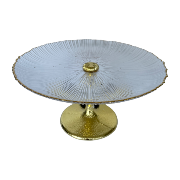 PATERA SZKLANA ZŁOTA NÓŻKA 27 CM