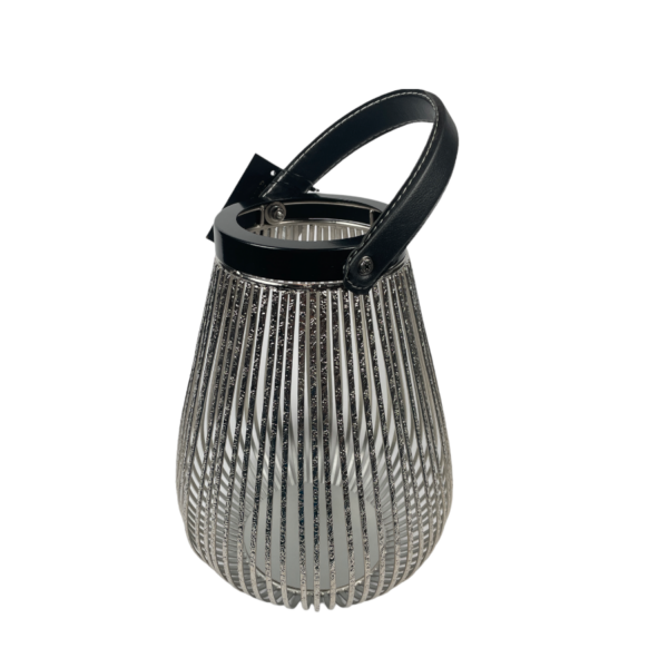 LAMPION ŚWIECZNIK METALOWY CHROM 27 CM