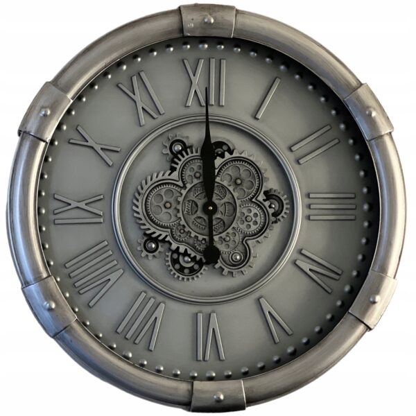 ZEGAR ŚCIENNY DUŻY SREBRNY