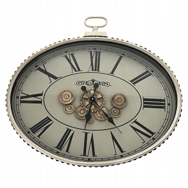 ZEGAR ŚCIENNY OWALNY BIAŁY ZEGAR DO SALONU