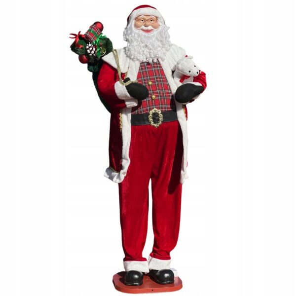 DUŻY MIKOŁAJ TAŃCZĄCY I ŚPIEWAJĄCY ŚWIĘTY MIKOŁAJ CZERWONY 185 CM