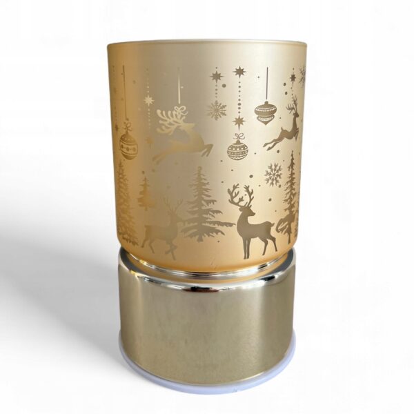 SZKLANA DEKORACJA ŚWIĄTECZNA ZŁOTA OZDOBA RUCHOMY LAMPION LED 15 CM