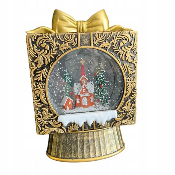 DEKORACJA ŚWIĄTECZNA LED ZŁOTY DOMEK LED ŚNIEG 22 CM