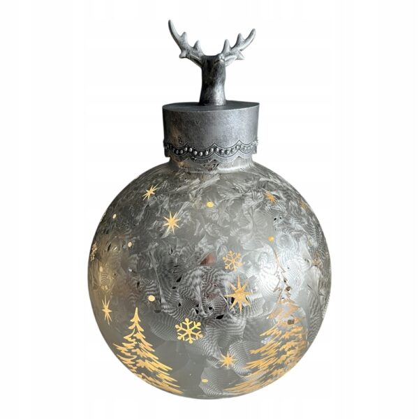 KULA SZKLANA DUŻA SREBRNA ŚWIECĄCA DEKORACJA ŚWIĄTECZNA BOMBKA