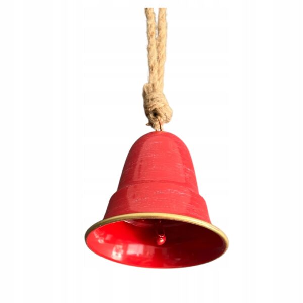 DZWONEK Z METALU OZDOBA ŚWIĄTECZNA CZERWONA DEKORACJA 14 CM