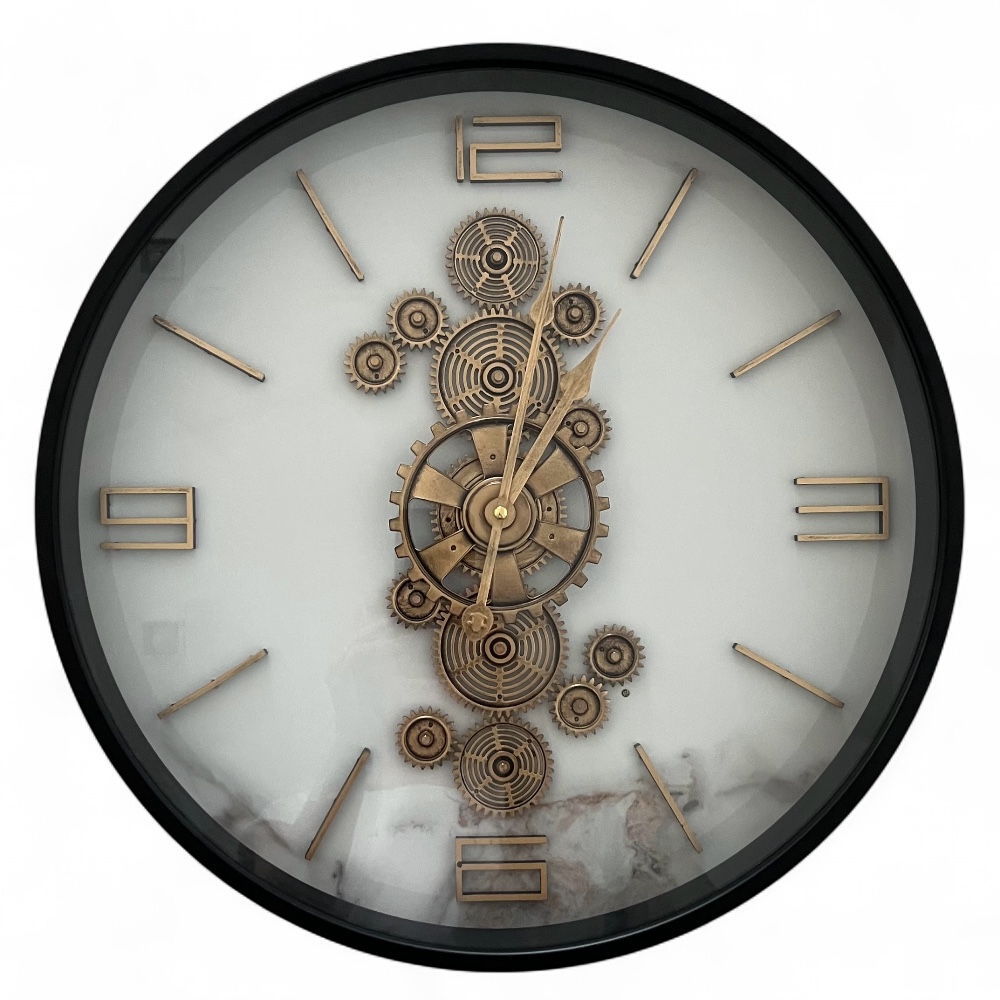 ZEGAR ŚCIENNY ZŁOTY METALOWY NOWOCZESNY DESIGN 47CM