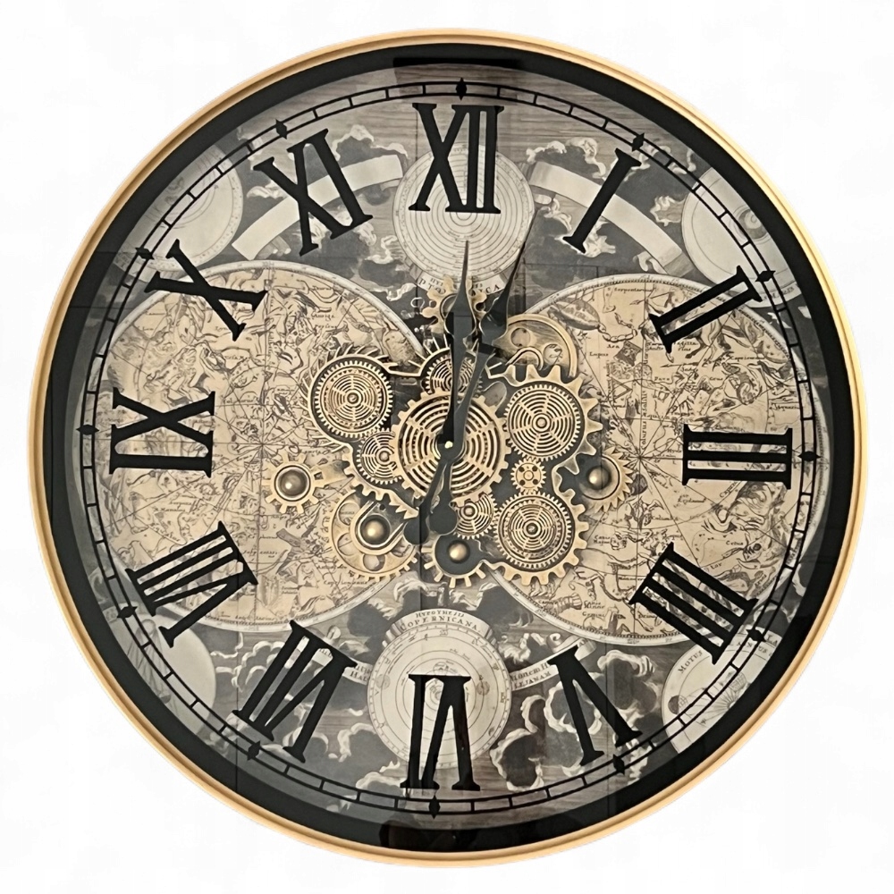 DUŻY ZEGAR ŚCIENNY METALOWY OKRĄGŁY NOWOCZESNY DO SALONU 80CM