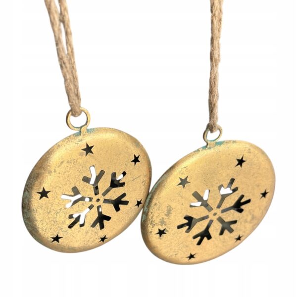 OZDOBA CHOINKOWA ZŁOTA METALOWA ZAWIESZKA GWIAZDKA KOMPLET 2 SZTUK